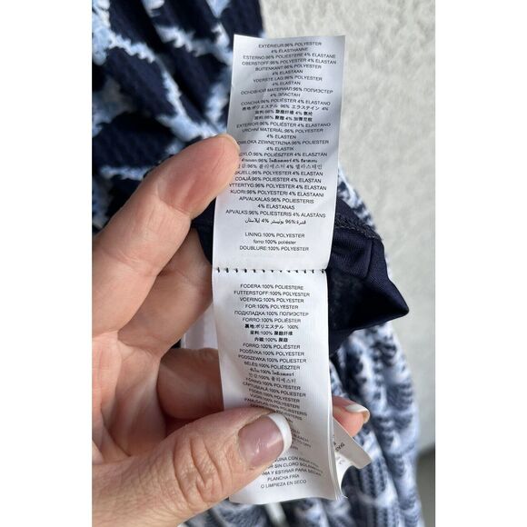 Michael Kors Jacquard Print Midi Halter Dress - Size Large - Navy Blue/ White - Picture 11 of 11